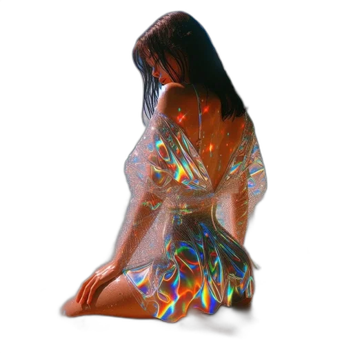 dress, jewelry, jacket, bottle, 3d render, vaporwave, concept art, cyberpunk transparent PNG cut-out