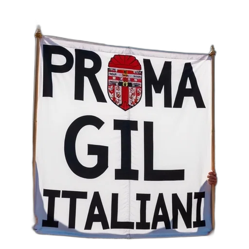 group, people, holding, large, banner, reads, prima, gil transparent PNG cut-out