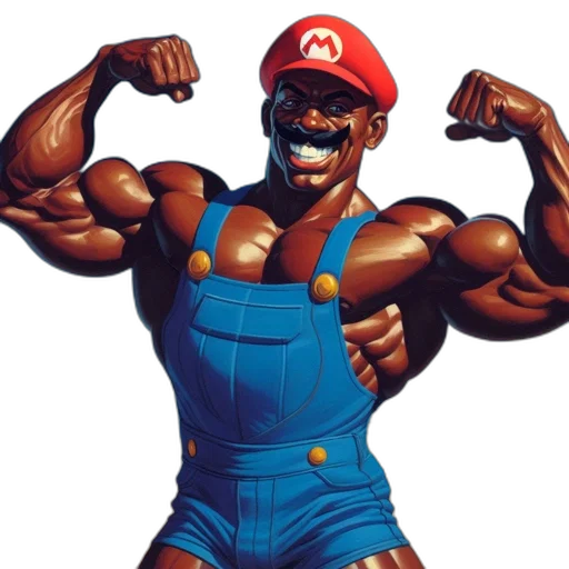 animal, weapon, concept art, comic book art, pixel art, 3d render, mario, exaggerated transparent PNG cut-out