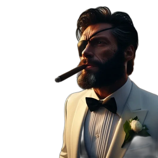 face, jacket, concept art, 3d render, photorealistic, cartoon, man, formal transparent PNG cut-out
