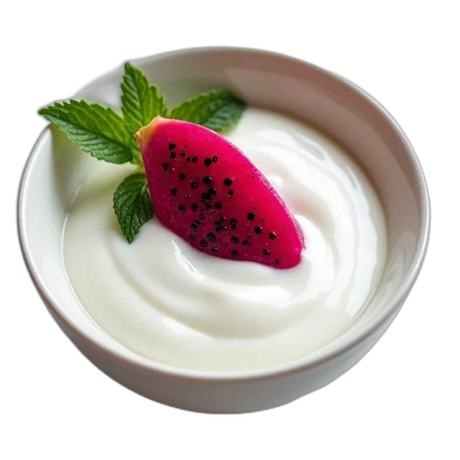 food, photorealistic, bowl, white, yogurt, slice, red, dragon transparent PNG cut-out