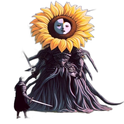 mask, flower, dress, creature, concept art, fantasy art, watercolor, 3d render transparent PNG cut-out