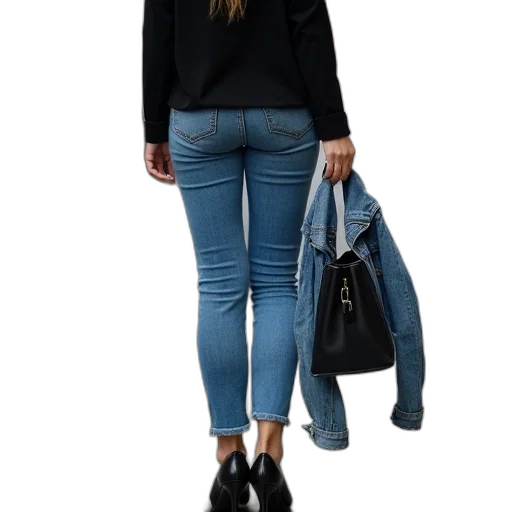 jacket, 3d render, dark, monochrome, blue, woman, black, top transparent PNG cut-out