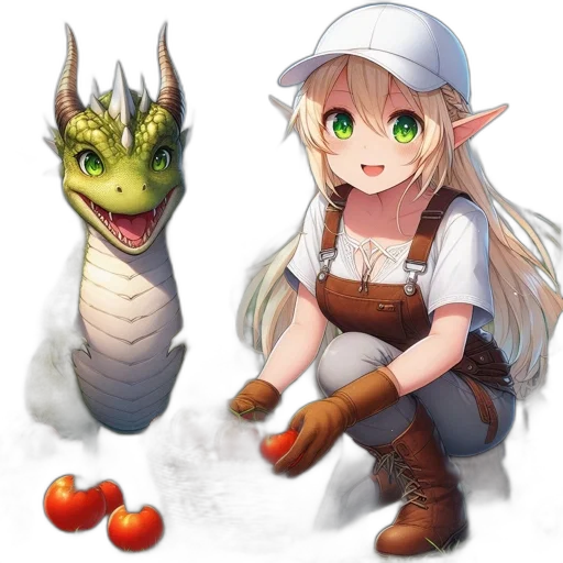 dragon, staff, creature, food, fantasy art, pixel art, concept art, watercolor transparent PNG cut-out