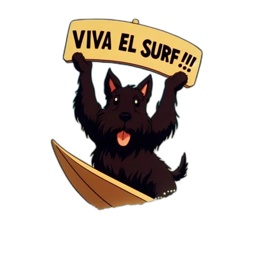 animal, pixel art, concept art, animated, black, dog, surfs, wave transparent PNG cut-out
