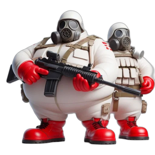 robot, weapon, concept art, 3d render, two, armed, geared, individuals transparent PNG cut-out