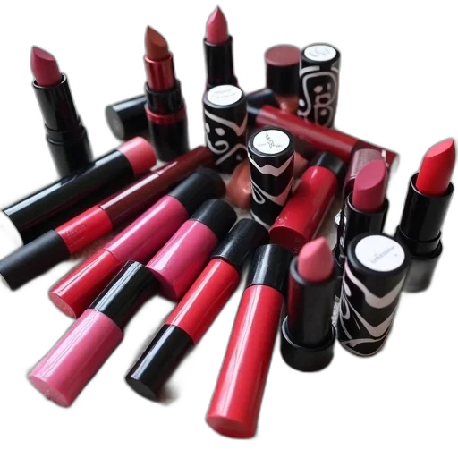 red, dark, monochrome, collection, various, lipsticks, lip, glosses transparent PNG cut-out