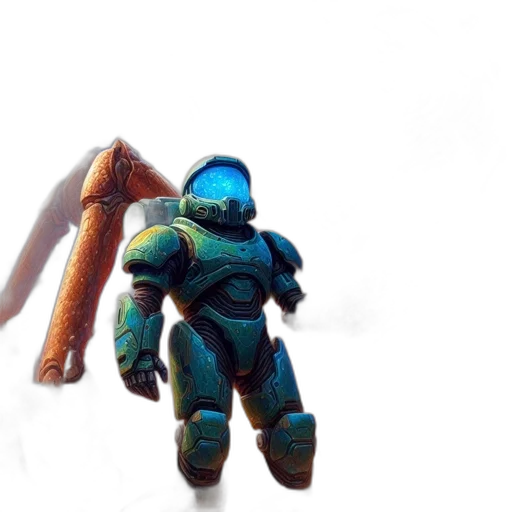 robot, weapon, creature, staff, 3d render, concept art, cyberpunk, fantasy art transparent PNG cut-out