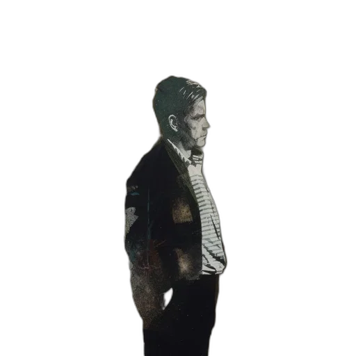 jacket, staff, robot, face, concept art, photorealistic, pixel art, 3d render transparent PNG cut-out