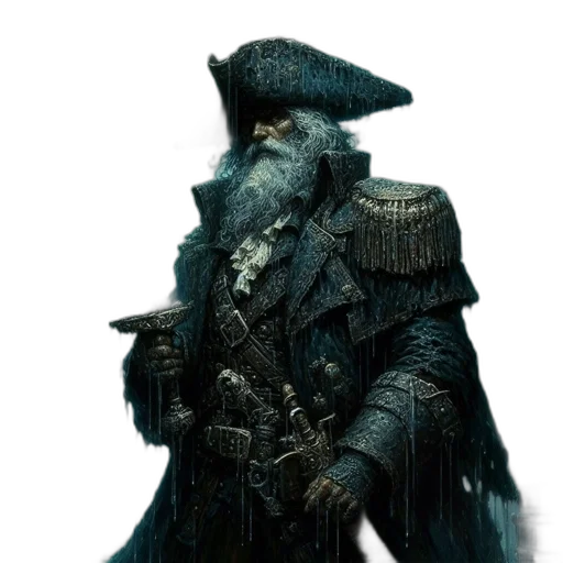 jacket, hat, staff, sword, concept art, fantasy art, cyberpunk, photorealistic transparent PNG cut-out