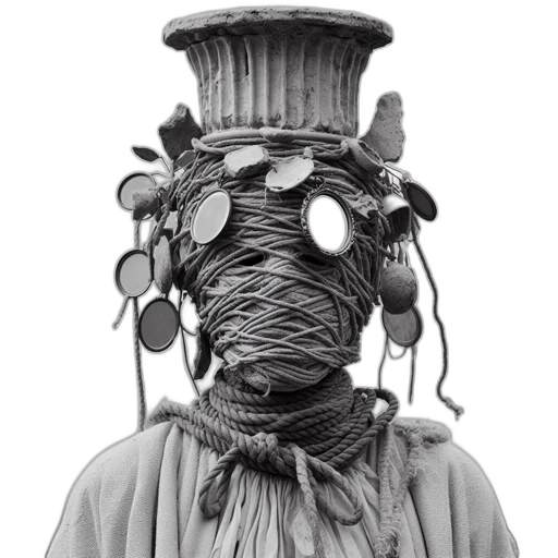 mask, staff, dress, face, concept art, 3d render, cyberpunk, individual transparent PNG cut-out