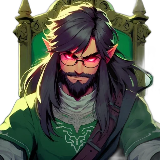 staff, sword, face, fantasy art, pixel art, concept art, anime, green transparent PNG cut-out