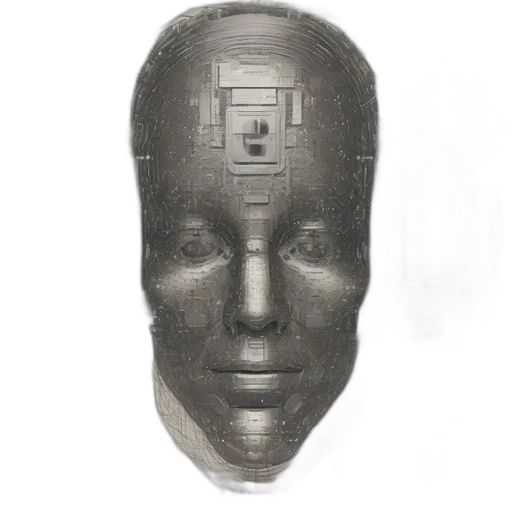 face, robot, mask, crown, 3d render, concept art, photorealistic, cyberpunk transparent PNG cut-out