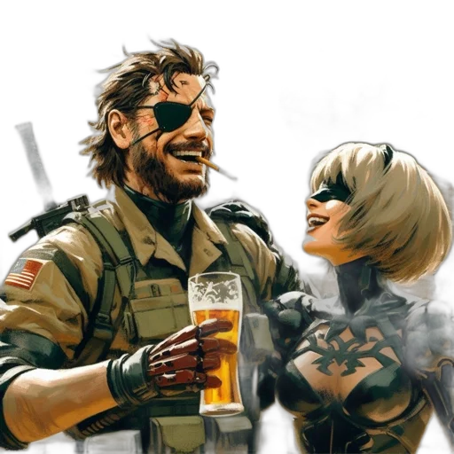 concept art, comic book art, cyberpunk, fantasy art, two, individuals, one, male transparent PNG cut-out