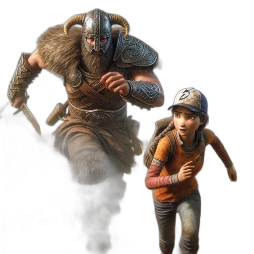 creature, weapon, concept art, fantasy art, 3d render, two, contrasting, characters transparent PNG cut-out