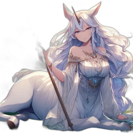 dragon, dress, staff, animal, fantasy art, watercolor, anime, concept art transparent PNG cut-out