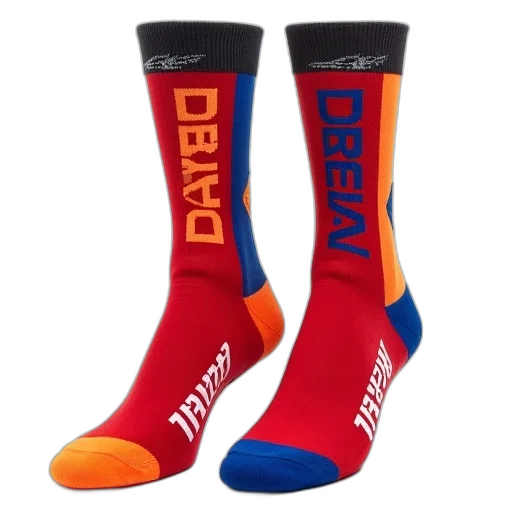pair, red, blue, socks, word, turbo, orange, white transparent PNG cut-out