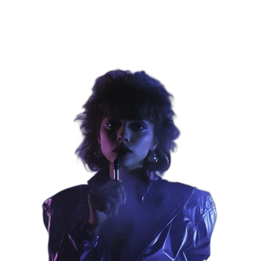 jacket, face, robot, staff, vaporwave, cyberpunk, concept art, 3d render transparent PNG cut-out