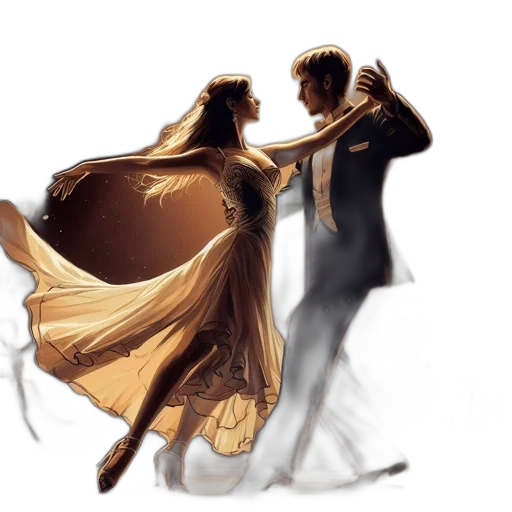 dress, photorealistic, concept art, oil painting, watercolor, golden, elegant, dance transparent PNG cut-out