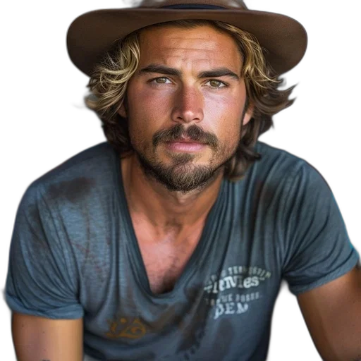 hat, face, hair, animal, photorealistic, oil painting, man, rugged transparent PNG cut-out