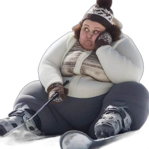jacket, concept art, 3d render, photorealistic, person, seen, seated, skis transparent PNG cut-out