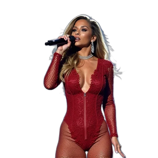 dress, jacket, concept art, photorealistic, cartoon, jennifer, lopez, performing transparent PNG cut-out