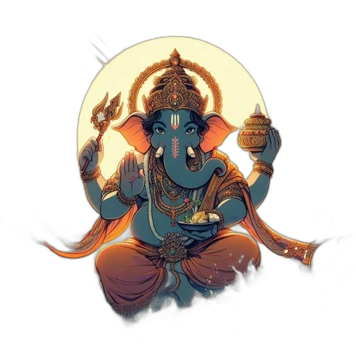 staff, concept art, fantasy art, pixel art, cartoon, blue, lord, ganesha transparent PNG cut-out