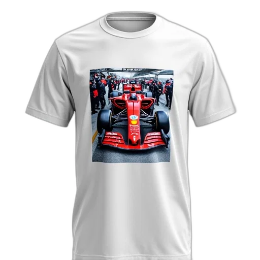 car, white, t-shirt, colorful, image, formula, racing, front transparent PNG cut-out