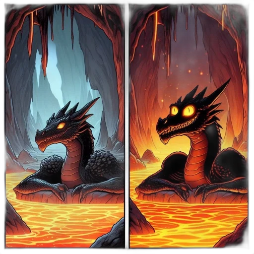 dragon, concept art, fantasy art, comic book art, pixel art, fire, dark, red transparent PNG cut-out