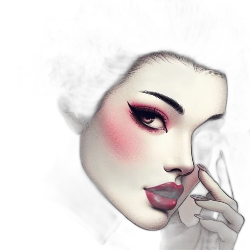 mask, face, photorealistic, fantasy art, oil painting, watercolor, red, monochrome transparent PNG cut-out