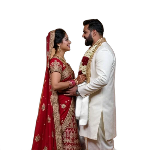 jewelry, red, traditional, indian, wedding, scene, bride, groom transparent PNG cut-out