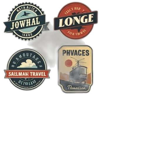 set, vintage, travel, labels, stickers, retro, style transparent PNG cut-out