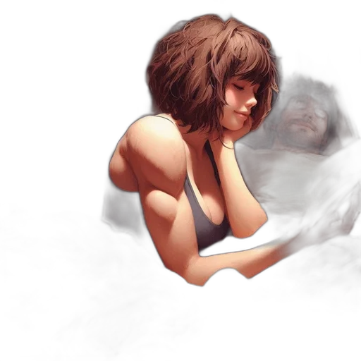 face, weapon, hair, concept art, photorealistic, fantasy art, comic book art, fog transparent PNG cut-out