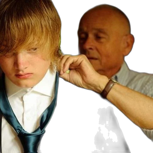 staff, man, suit, adjusting, tie, another, person, wearing transparent PNG cut-out