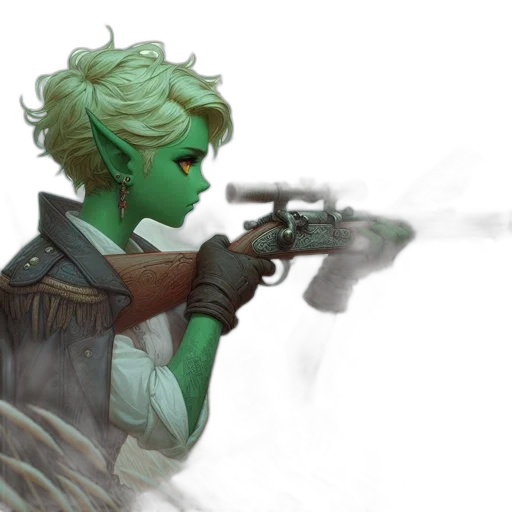 weapon, staff, concept art, fantasy art, watercolor, comic book art, green, green-skinned transparent PNG cut-out