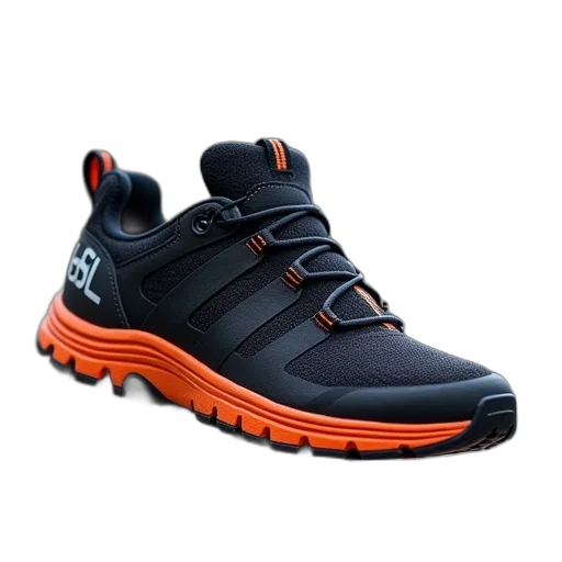 shoes, 3d render, alpine, man, alpinetech, black, orange transparent PNG cut-out