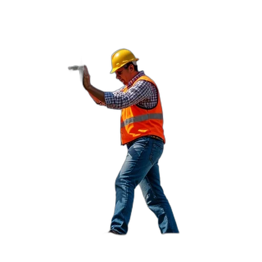 staff, robot, jacket, weapon, 3d render, concept art, pixel art, photorealistic transparent PNG cut-out