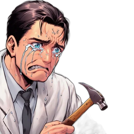 staff, face, umbrella, comic book art, concept art, anime, cartoon, emotional transparent PNG cut-out