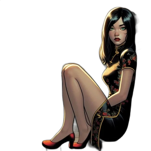 comic book art, concept art, cartoon, fantasy art, young, woman, traditional, chinese transparent PNG cut-out