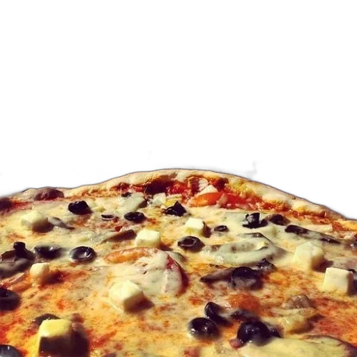 food, weapon, face, 3d render, photorealistic, pizza, cheese, olives transparent PNG cut-out