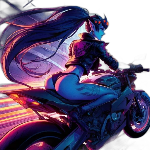 comic book art, concept art, cyberpunk, fantasy art, neon lights, blue, neon, woman transparent PNG cut-out