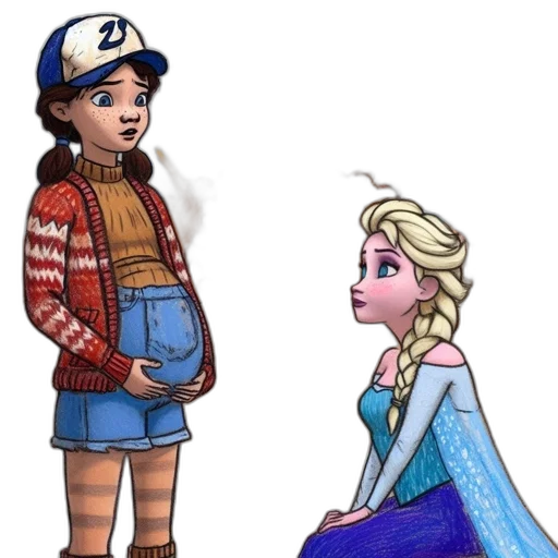dress, crown, concept art, comic book art, cartoon, watercolor, snow, fire transparent PNG cut-out