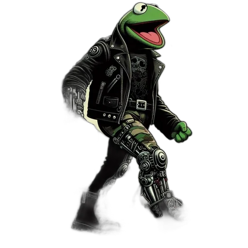 jacket, animal, creature, robot, concept art, 3d render, pixel art, cyberpunk transparent PNG cut-out