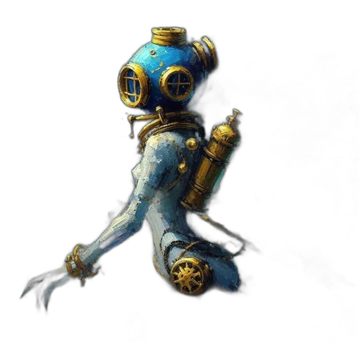 robot, staff, mask, creature, concept art, fantasy art, cyberpunk, 3d render transparent PNG cut-out
