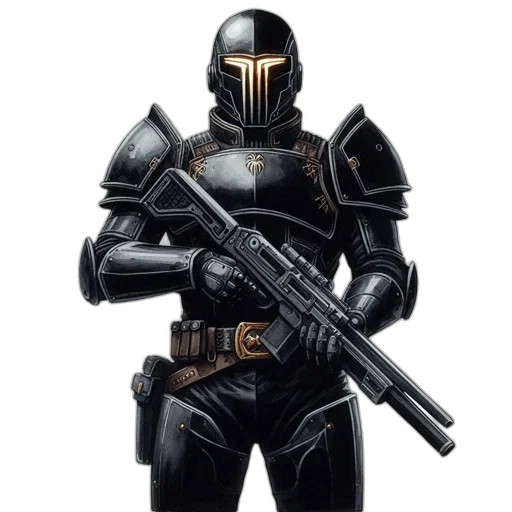 robot, weapon, mask, concept art, 3d render, fantasy art, comic book art, dark transparent PNG cut-out