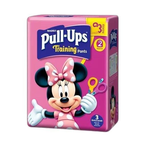 3d render, package, huggies, pull-ups, training, pants, cartoon, character transparent PNG cut-out