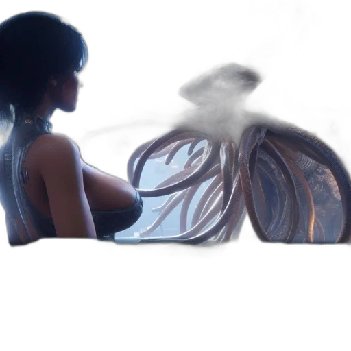 dress, jewelry, dragon, hair, concept art, photorealistic, fantasy art, 3d render transparent PNG cut-out