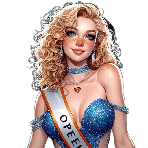 dress, crown, jewelry, cartoon, fantasy art, pixel art, concept art, blonde-haired transparent PNG cut-out