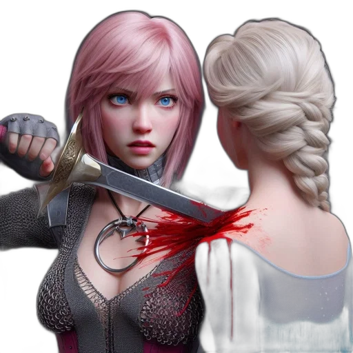 concept art, 3d render, fantasy art, comic book art, two, animated, females, interact transparent PNG cut-out