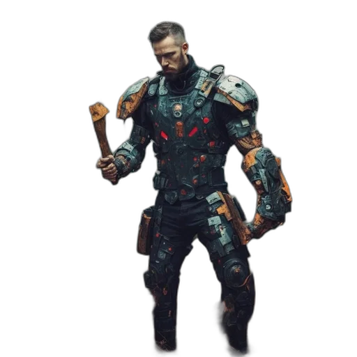 robot, weapon, staff, dragon, concept art, 3d render, cyberpunk, fantasy art transparent PNG cut-out